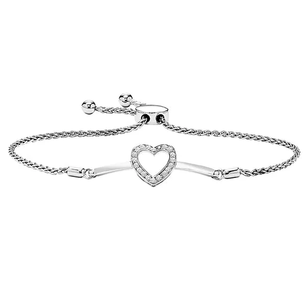 Bracelets Silver Diamond Bolo Bracelet 010 CTW International Diamond Center