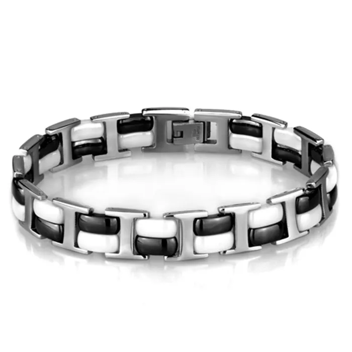 Alamode Bracelets 3W998 High polished no plating Stainless Steel Bracelet with Ceramic in Jet