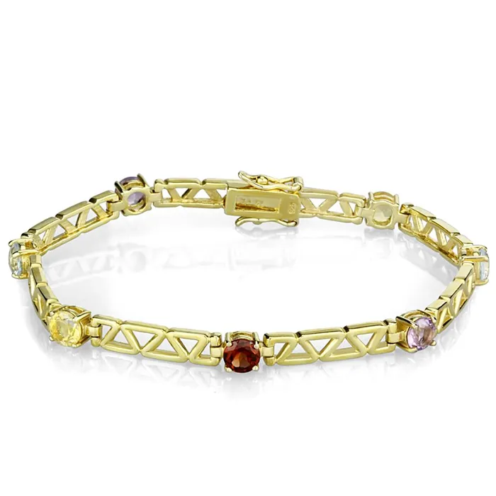 Alamode Bracelets LOS840 Gold 925 Sterling Silver Bracelet with AAA Grade CZ in Multi Color