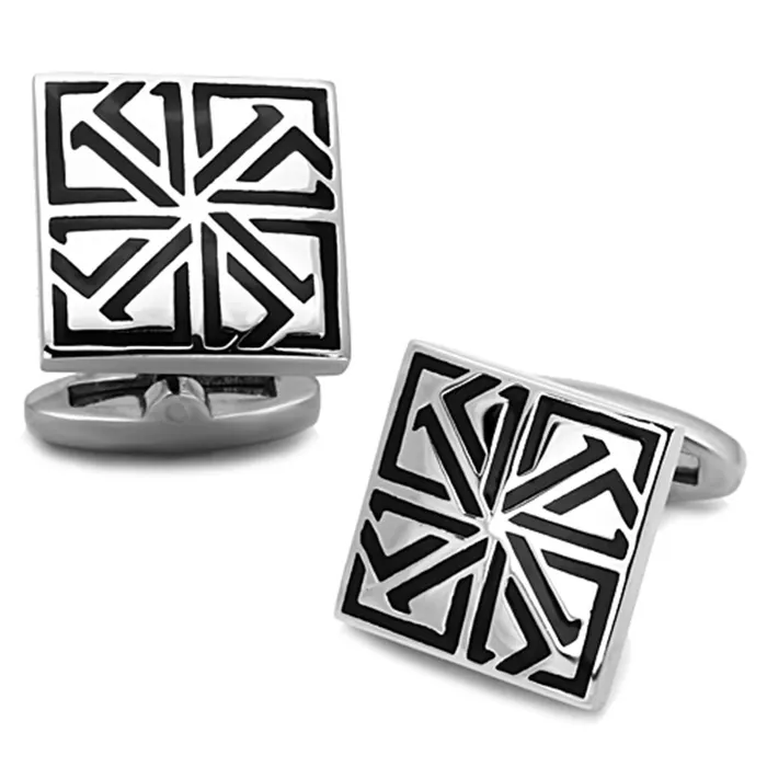 Alamode Bracelets TK1253 High polished no plating Stainless Steel Cufflink with Epoxy in Jet