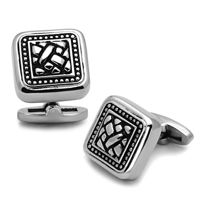 Alamode Bracelets TK1256 High polished no plating Stainless Steel Cufflink with Epoxy in Jet