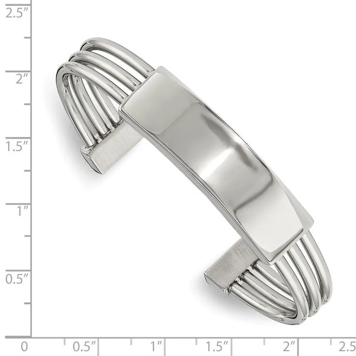 Bracelets Chisel Stainless Steel Polished ID Plate Cuff Bangle