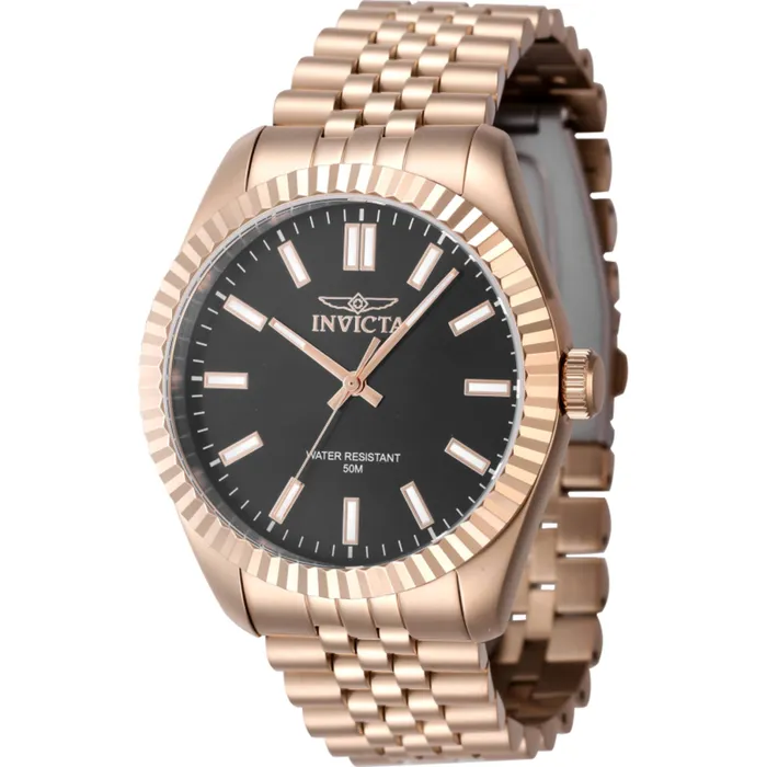 Bracelets Invicta Invicta Mens Watch Specialty Black Dial Rose Gold Steel Bracelet Quartz 47492