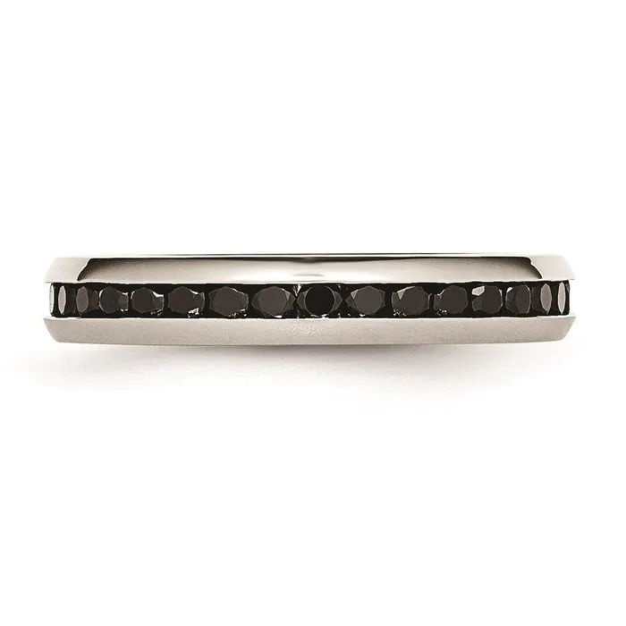 Chisel Rings Stainless Steel 4mm Black CZ Ring