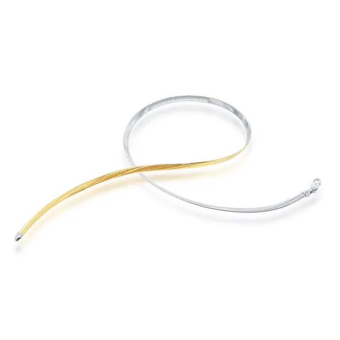 Classic Rings Sterling Silver 4mm TwoTone Reversible Omega Chain 16