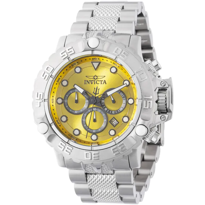 Invicta Bracelets Invicta Mens Watch Subaqua Poseidon Gunmetal and Yellow Dial Bracelet 47180