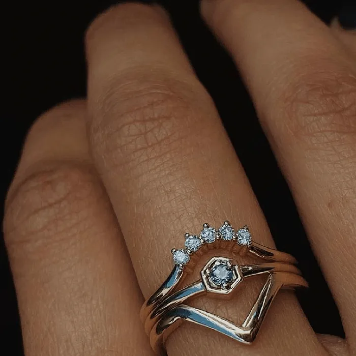 White Diamond Crown Ring Marrow Fine Rings