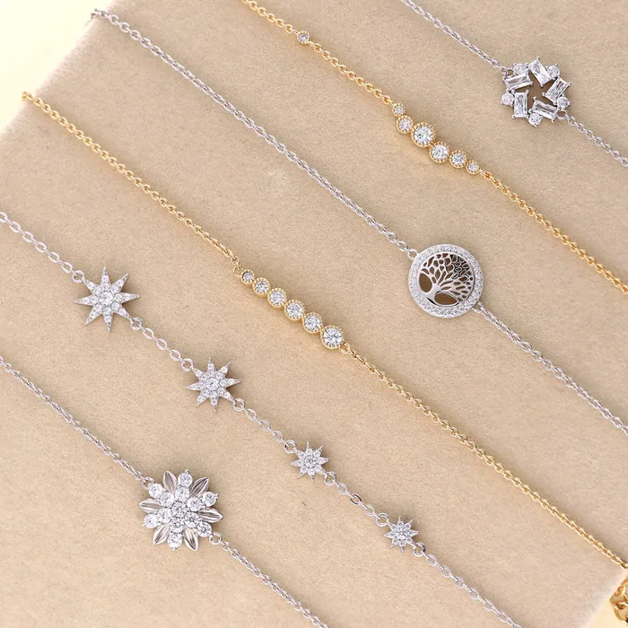 BERRICLE Bracelets Bubble Bar CZ Rolo Chain Bracelet in Sterling Silver