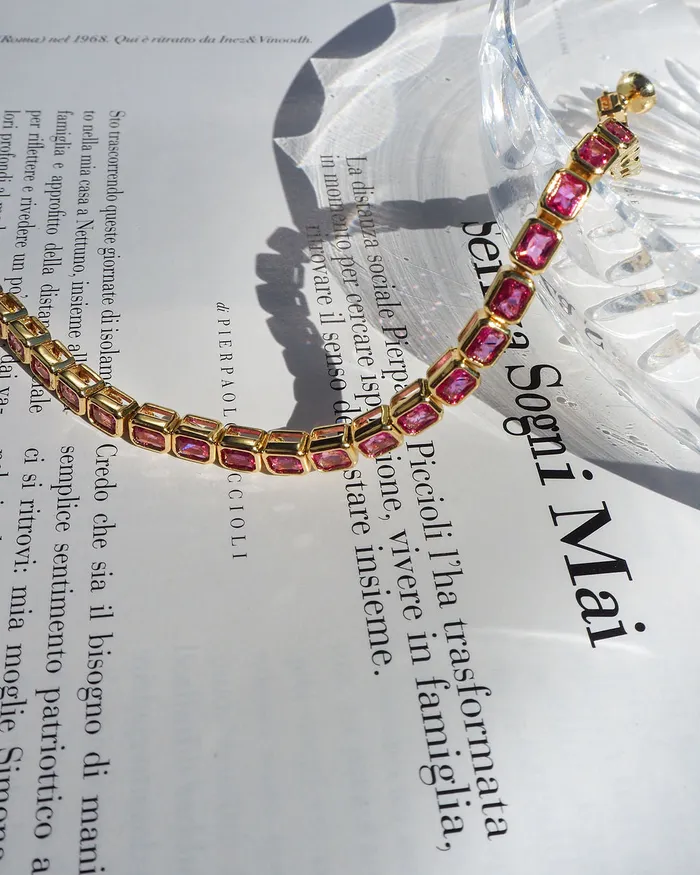 Bracelets Bezel Emerald Ballier Bracelet Pink Silver Luv Aj Bracelets Bezel Emerald Ballier Bracelet Pink Silver Luv Aj