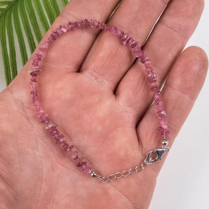 Bracelets Pink Tourmaline Chip Bracelet 925 Adjustable InnerVision Crystals