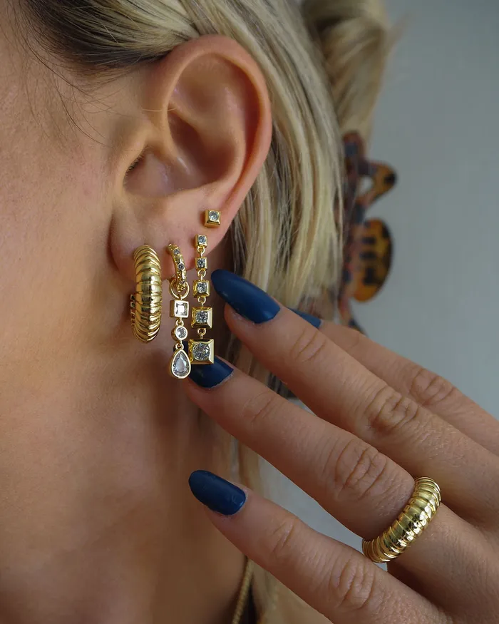 Pyramid Drop Studs Gold Luv Aj Earrings