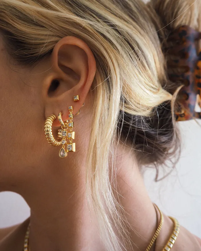 Pyramid Drop Studs Gold Luv Aj Earrings