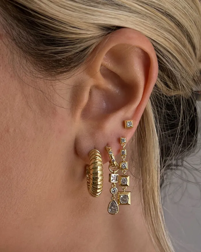 Pyramid Drop Studs Gold Luv Aj Earrings