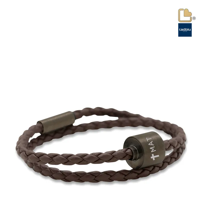 Tadblu Bracelets Brown Black TadBlu Braided Leather Mens Cremation Bead Bracelet Tadblu Bracelets Brown Black TadBlu Braided Leather Mens Cremation Bead Bracelet