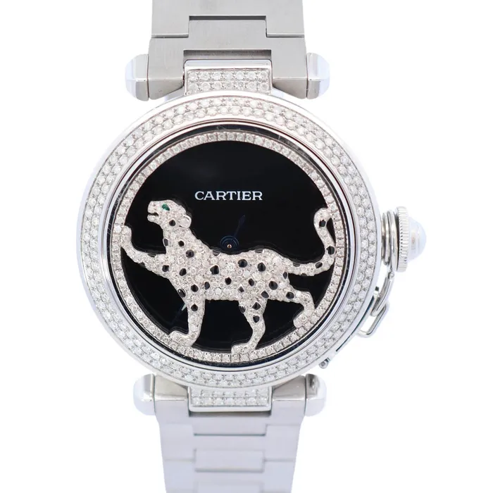 Cartier Pasha 35mm Stainless Steel Custom Panther Dial Ref 2324 Happy Jewelers Bracelets Cartier Pasha 35mm Stainless Steel Custom Panther Dial Ref 2324 Happy Jewelers Bracelets