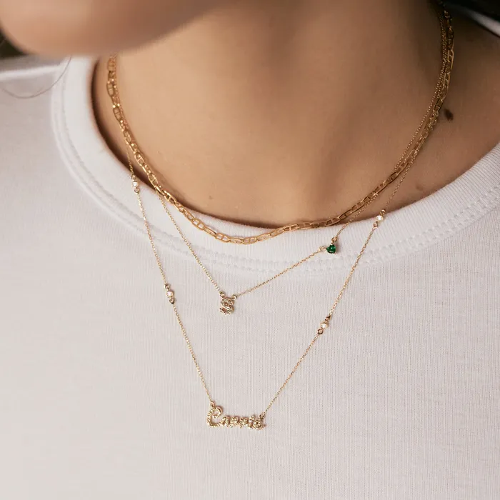 Diamond Initial with Birthstone Gelin Diamond Necklaces