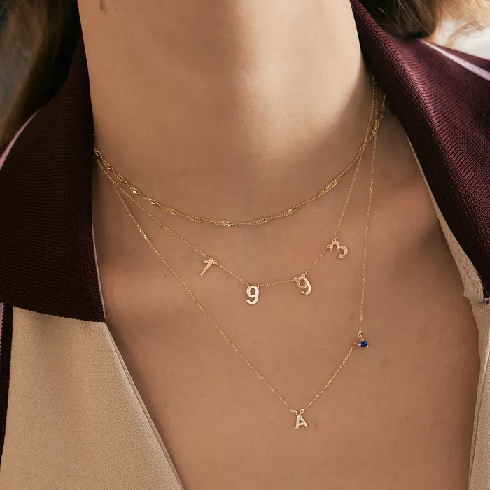 Diamond Initial with Birthstone Gelin Diamond Necklaces