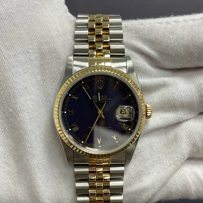 Happy Jewelers Rolex Datejust 36mm Blue Dial Watch Ref 16233 Watches