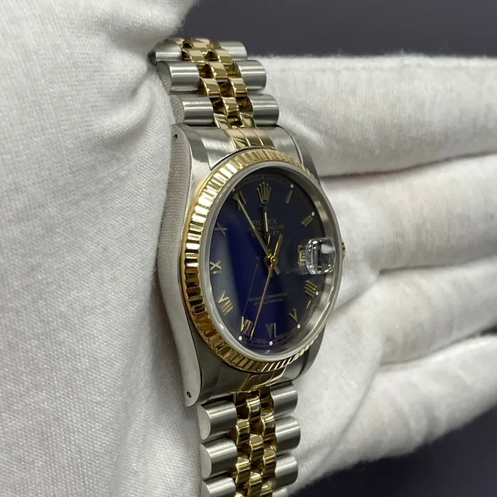 Happy Jewelers Rolex Datejust 36mm Blue Dial Watch Ref 16233 Watches