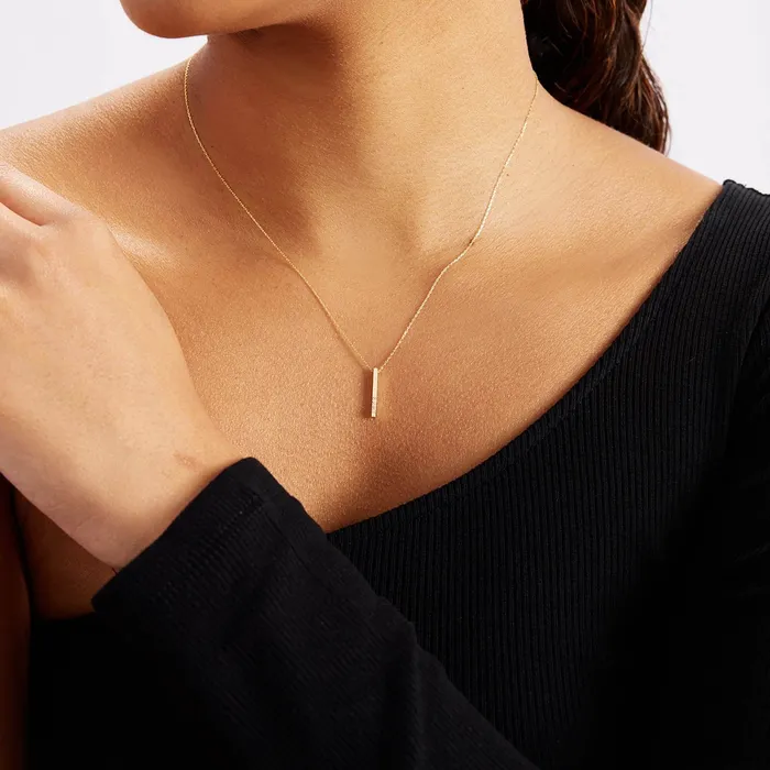 Necklaces Gelin Diamond Diamond Vertical Bar Necklace