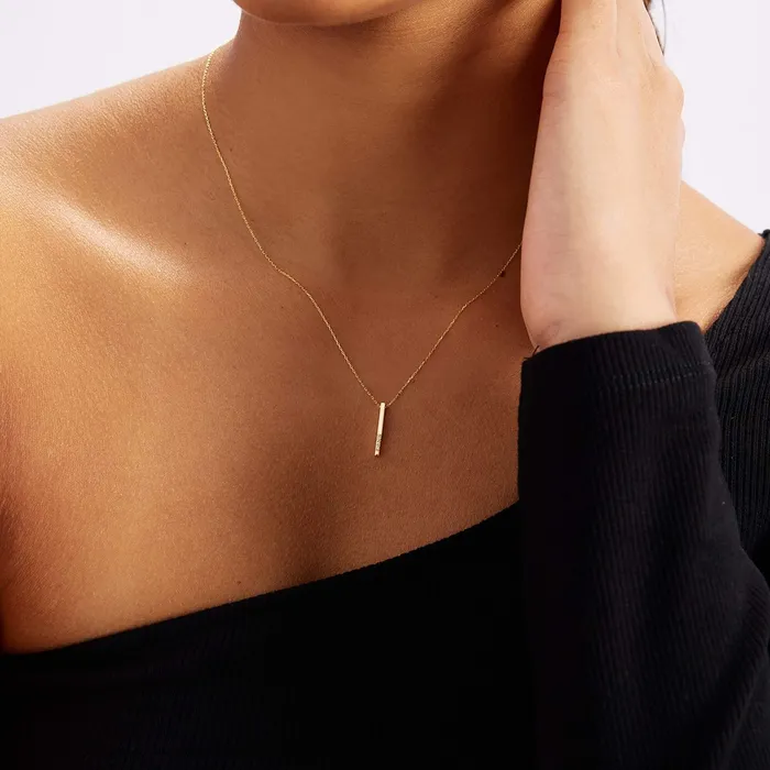 Necklaces Gelin Diamond Diamond Vertical Bar Necklace