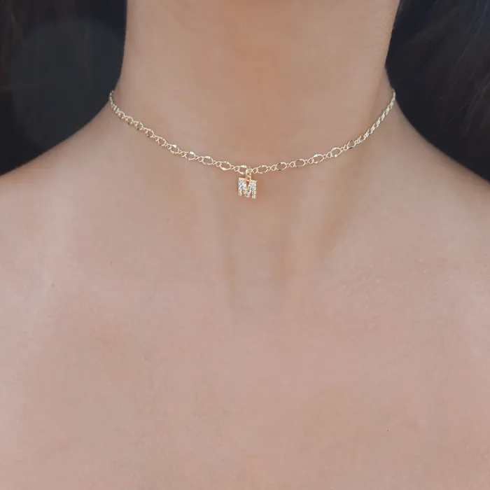 Vivamacity Necklaces Diamond Initial Choker