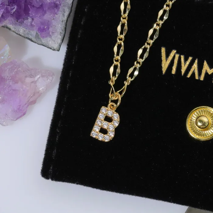 Vivamacity Necklaces Diamond Initial Choker
