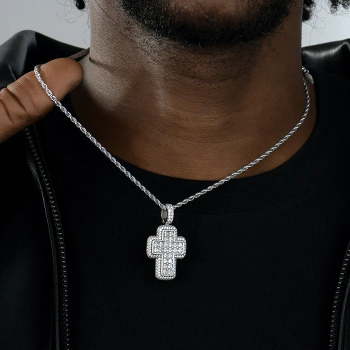 aporro Necklaces Radiant Cut Cross Pendant