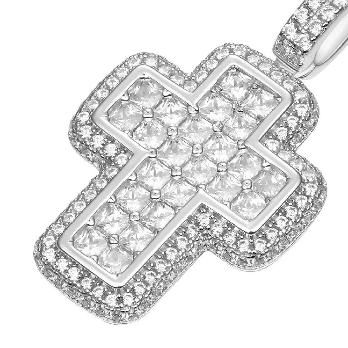 aporro Necklaces Radiant Cut Cross Pendant