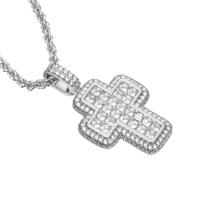 aporro Necklaces Radiant Cut Cross Pendant