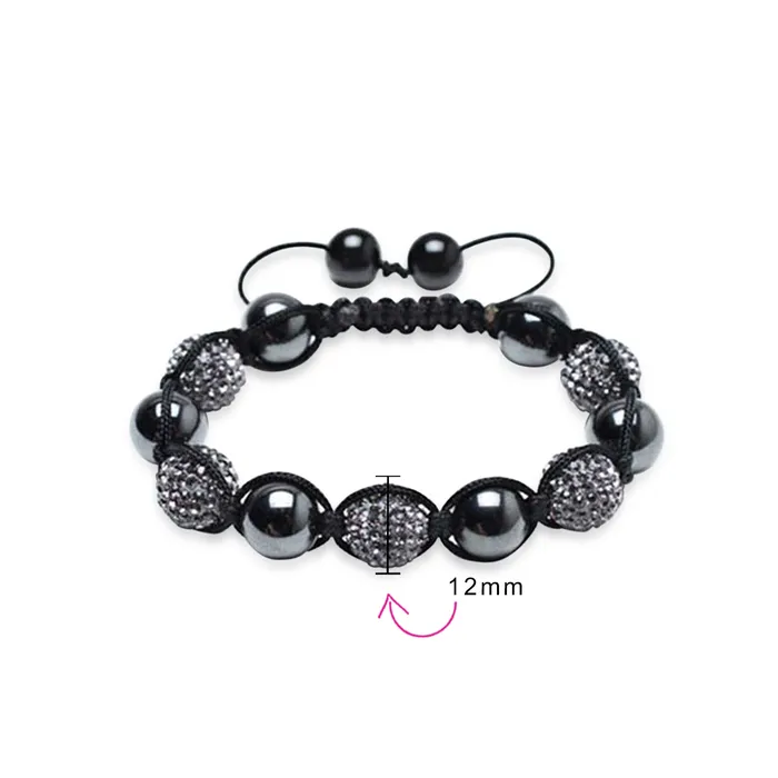BlingJewelry Wholesale Bracelets Black Navy Blue Gold Tone Bead Strand Bracelet with Pave Crystal Ball for Men
