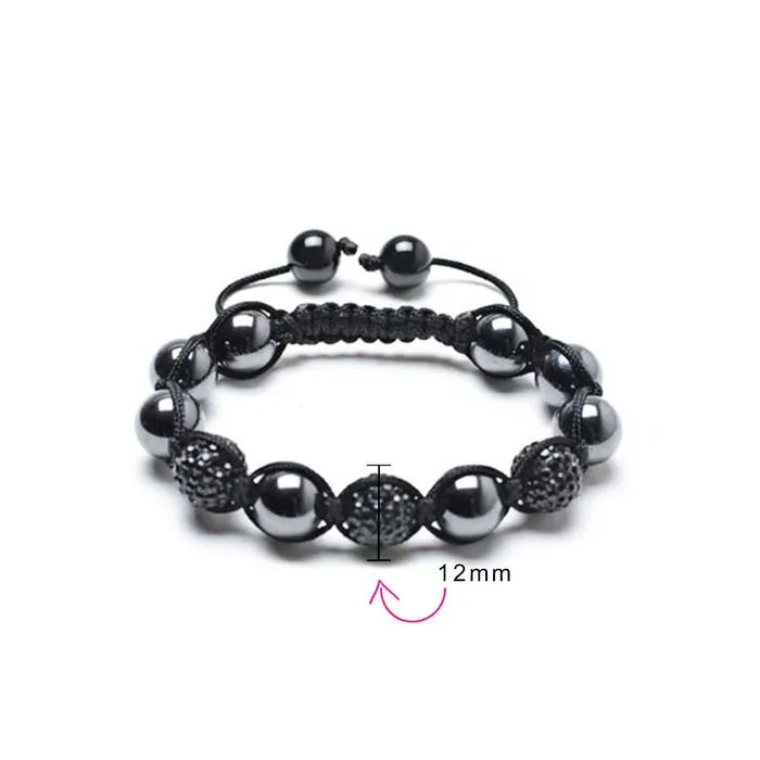 BlingJewelry Wholesale Bracelets Black Navy Blue Gold Tone Bead Strand Bracelet with Pave Crystal Ball for Men