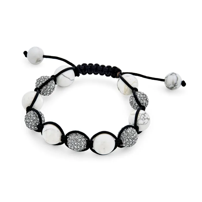 BlingJewelry Wholesale Bracelets Black Navy Blue Gold Tone Bead Strand Bracelet with Pave Crystal Ball for Men