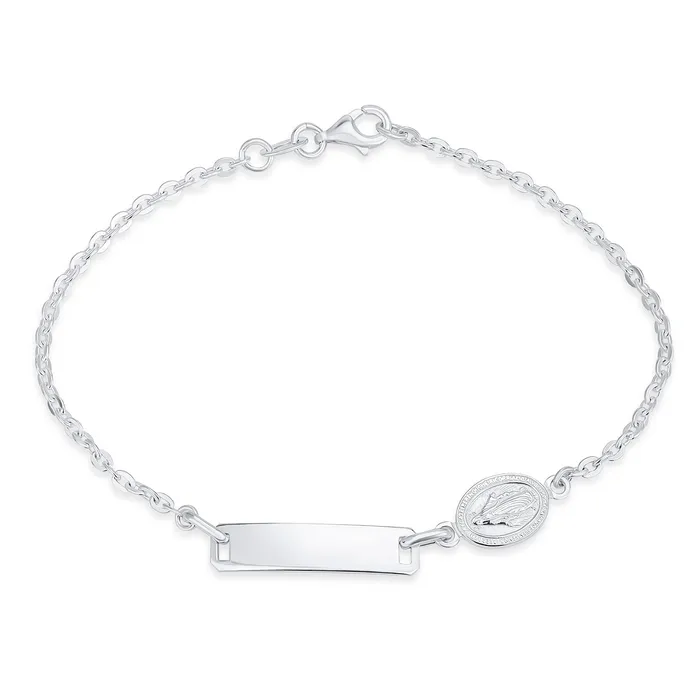 BlingJewelry Wholesale Bracelets Dainty Virgin Mary Thin Religious Identification ID Bracelet Curb Cuban Chain Link Silver Sterling 7 Inch BlingJewelry Wholesale Bracelets Dainty Virgin Mary Thin Religious Identification ID Bracelet Curb Cuban Chain Link Silver Sterling 7 Inch