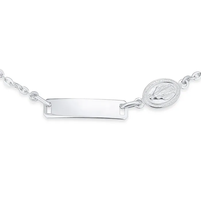 BlingJewelry Wholesale Bracelets Dainty Virgin Mary Thin Religious Identification ID Bracelet Curb Cuban Chain Link Silver Sterling 7 Inch BlingJewelry Wholesale Bracelets Dainty Virgin Mary Thin Religious Identification ID Bracelet Curb Cuban Chain Link Silver Sterling 7 Inch