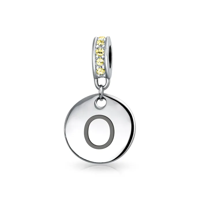 BlingJewelry Wholesale Bracelets Initial Alphabet Bead Charm Yellow Crystal Accent Dangle for European Bracelet BlingJewelry Wholesale Bracelets Initial Alphabet Bead Charm Yellow Crystal Accent Dangle for European Bracelet