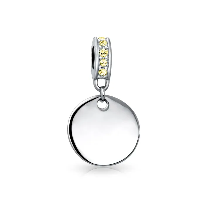 BlingJewelry Wholesale Bracelets Initial Alphabet Bead Charm Yellow Crystal Accent Dangle for European Bracelet BlingJewelry Wholesale Bracelets Initial Alphabet Bead Charm Yellow Crystal Accent Dangle for European Bracelet