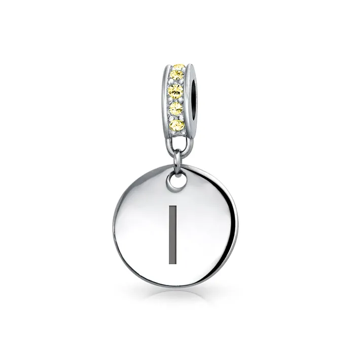 BlingJewelry Wholesale Bracelets Initial Alphabet Bead Charm Yellow Crystal Accent Dangle for European Bracelet BlingJewelry Wholesale Bracelets Initial Alphabet Bead Charm Yellow Crystal Accent Dangle for European Bracelet