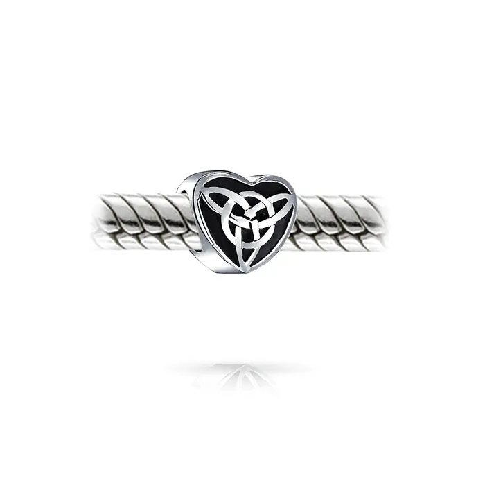 BlingJewelry Wholesale Bracelets Irish Celtic Infinity Love Knot Heart Charm Bead Sterling Silver for Bracelet