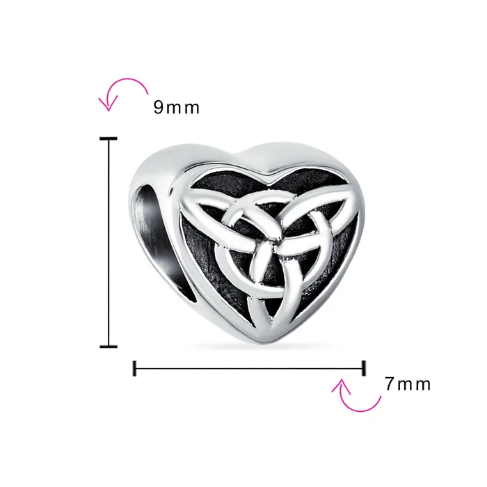 BlingJewelry Wholesale Bracelets Irish Celtic Infinity Love Knot Heart Charm Bead Sterling Silver for Bracelet