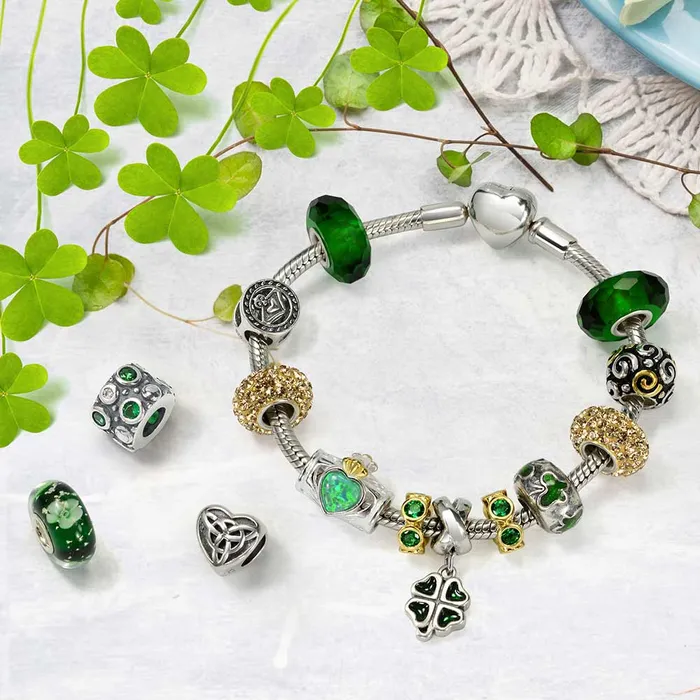 BlingJewelry Wholesale Bracelets Irish Celtic Infinity Love Knot Heart Charm Bead Sterling Silver for Bracelet