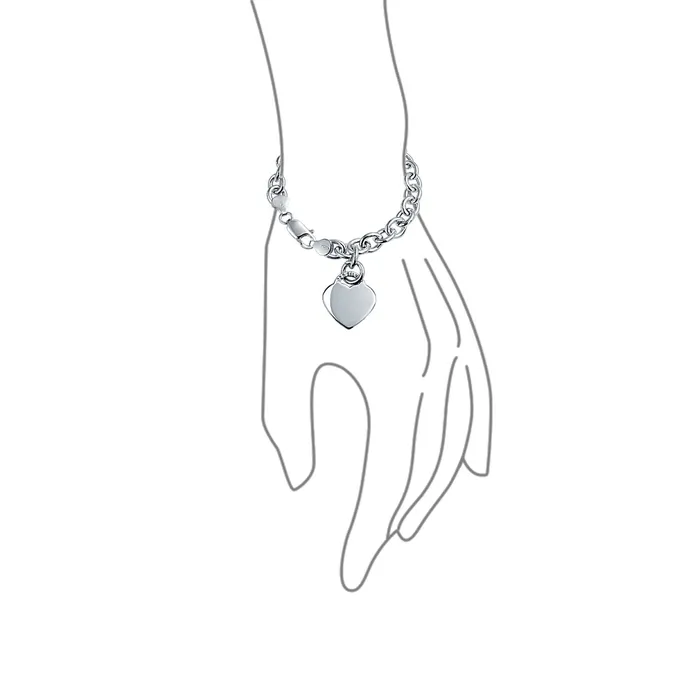 BlingJewelry Wholesale Bracelets Substantial Solid Link Heart ID Bracelet Charm Sterling Silver Made in Italy BlingJewelry Wholesale Bracelets Substantial Solid Link Heart ID Bracelet Charm Sterling Silver Made in Italy