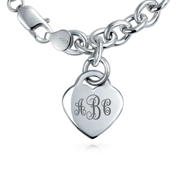BlingJewelry Wholesale Bracelets Substantial Solid Link Heart ID Bracelet Charm Sterling Silver Made in Italy BlingJewelry Wholesale Bracelets Substantial Solid Link Heart ID Bracelet Charm Sterling Silver Made in Italy