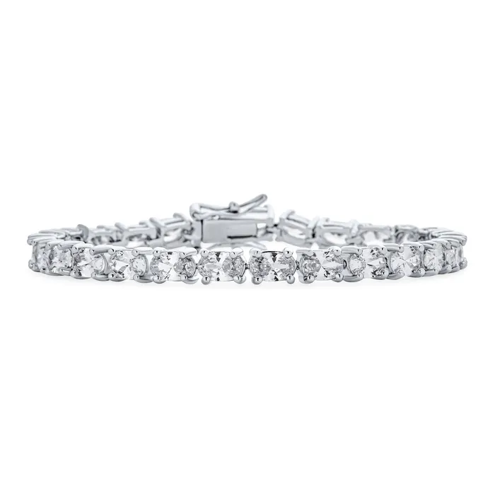 BlingJewelry Wholesale Bracelets Traditional Bridal Jewelry 15CT CZ Oval Solitaire Tennis Bracelet Silver Plated 7 75 Inch BlingJewelry Wholesale Bracelets Traditional Bridal Jewelry 15CT CZ Oval Solitaire Tennis Bracelet Silver Plated 7 75 Inch