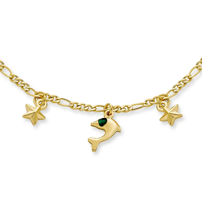 BlingJewelry Wholesale Bracelets Vacation Nautical Anchor Starfish Charm Bracelet 18K Gold Plated