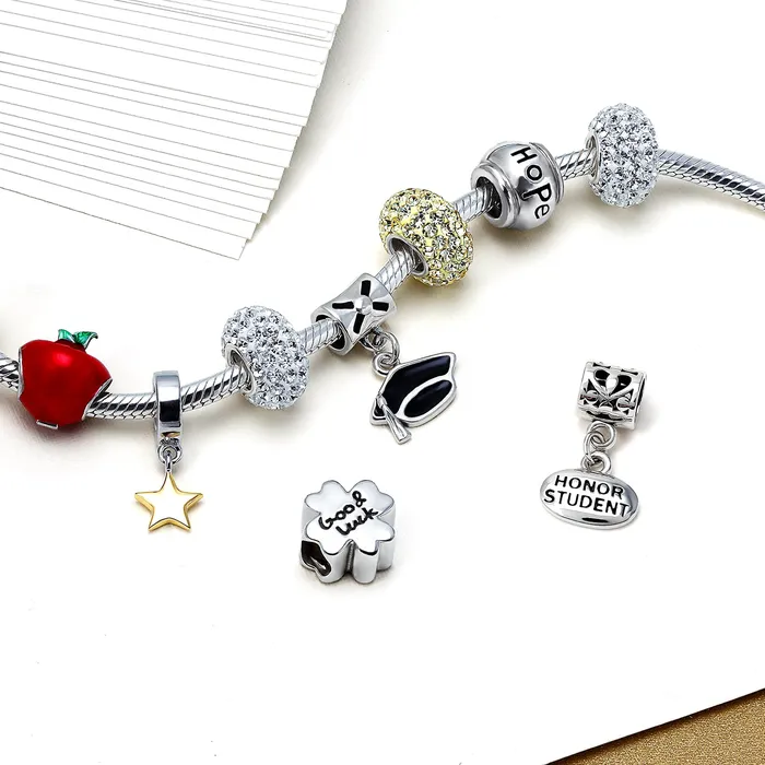 Bracelets BlingJewelry Wholesale Holiday USA Patriotic Star Dangle Charm Bead 14K Gold Plated Sterling Silver Fits Bracelet