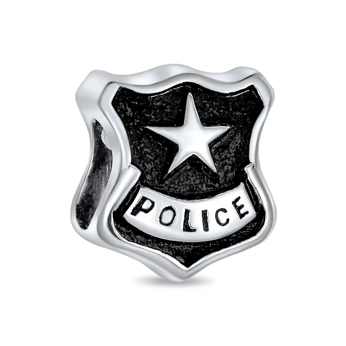 Bracelets BlingJewelry Wholesale Serve Protect Officer Badge Charm Bead Sterling Silver for European Bracelet Bracelets BlingJewelry Wholesale Serve Protect Officer Badge Charm Bead Sterling Silver for European Bracelet