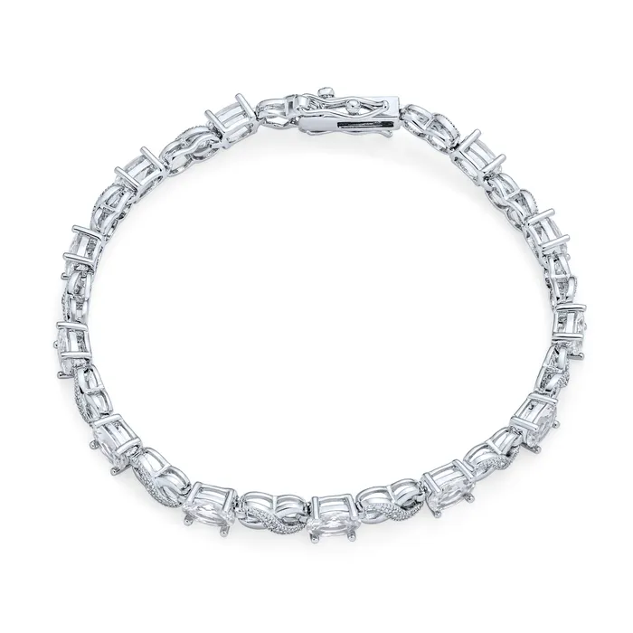 Bracelets Green Red Oval CZ Tennis Bracelet in Silver Plated Finish BlingJewelry Wholesale