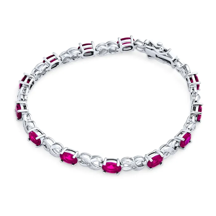 Bracelets Green Red Oval CZ Tennis Bracelet in Silver Plated Finish BlingJewelry Wholesale