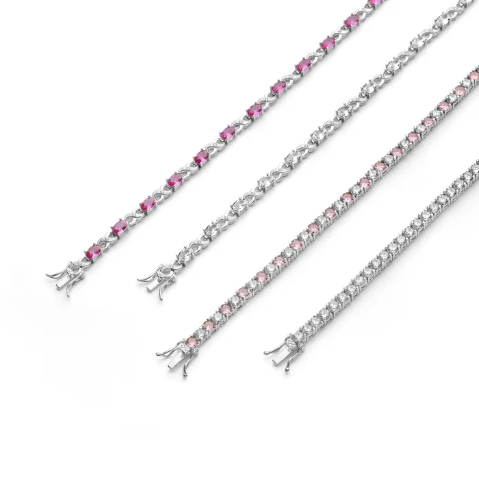 Bracelets Green Red Oval CZ Tennis Bracelet in Silver Plated Finish BlingJewelry Wholesale